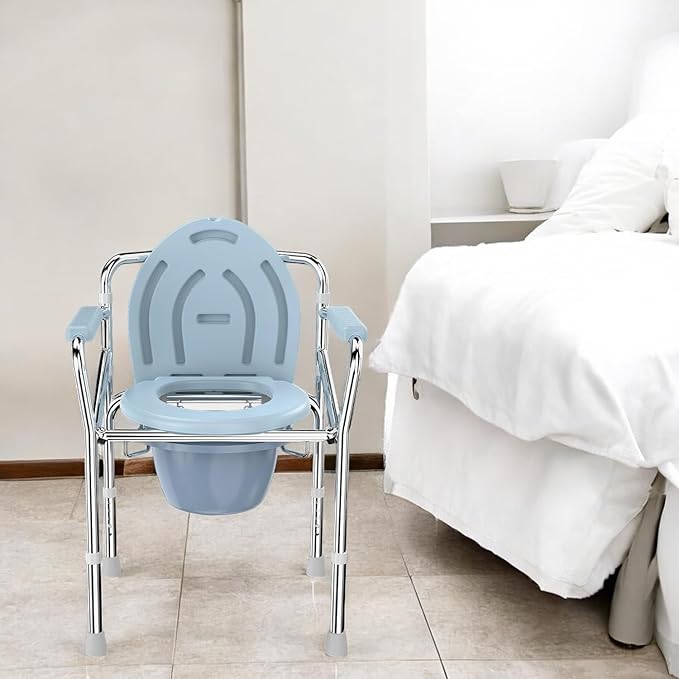 MEDIHUG 3-in-1 Foldable Height Adjustable Commode Chair