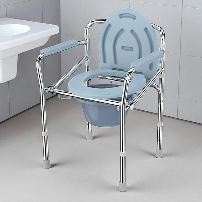 MEDIHUG 3-in-1 Foldable Height Adjustable Commode Chair